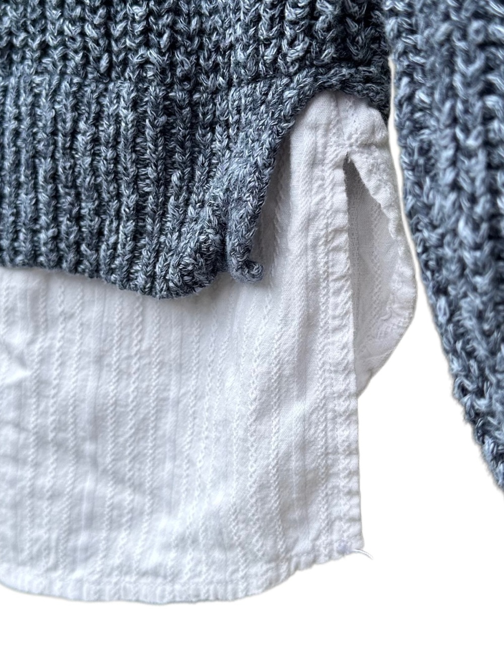 Abercrombie Kids Blue Layered Knit Sweater White Shirttail Hem Girls 15/16 - Picture 5 of 8